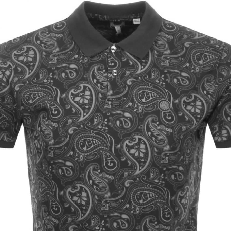 Alternative Image for ProductPretty Green Paisley Polo T Shirt Black2